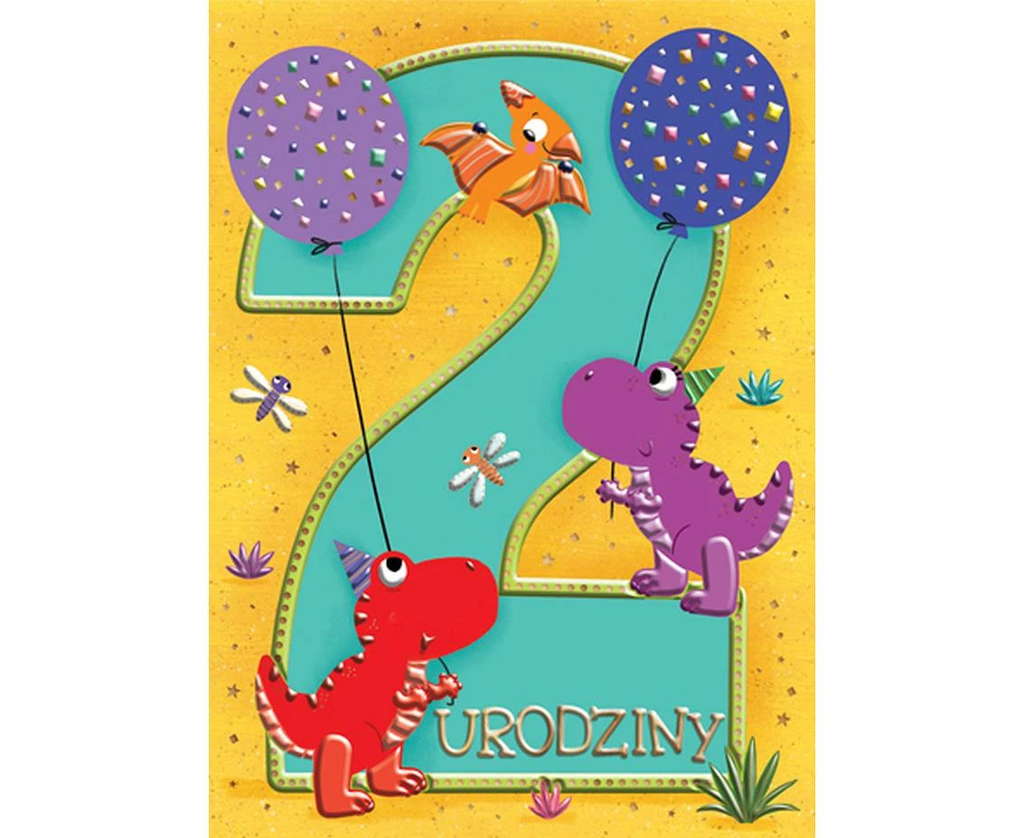 Greeting paper card B6 dinosaur , 1 pc